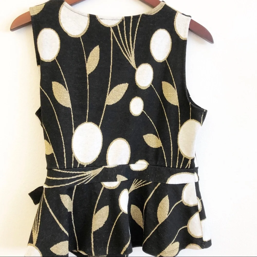 Anthropologie Black and Gold Wrap Top - Picture 10 of 17
